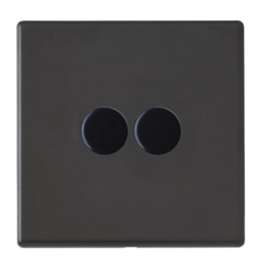 2 gang 250W LED Trailing/Leading Edge Push On/Off Rotary 2 Way Switching Dimmer
