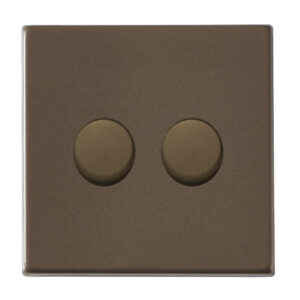 2 gang 250W LED Trailing/Leading Edge Push On/Off Rotary 2 Way Switching Dimmer