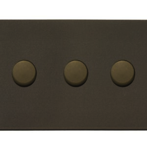 3 gang 250W LED Trailing/Leading Edge Push On/Off Rotary 2 Way Switching Dimmer