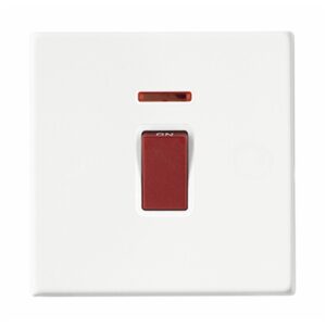 1 gang 45A Double Pole Red Rocker + Neon