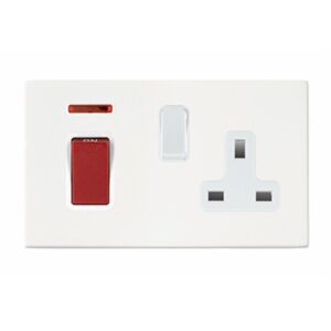 45A Double Pole Red Rocker + Neon + 13A Switched Socket