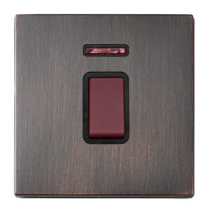 1 gang 45A Double Pole Red Rocker + Neon