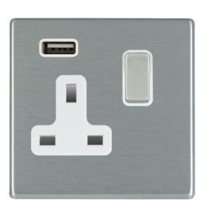 1 gang 13A Single Pole Switched Socket with 1 USB Outlet 1x2.1A