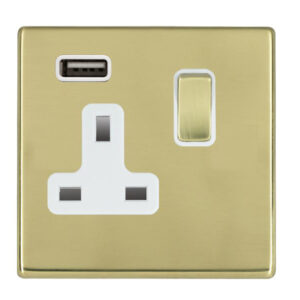 1 gang 13A Single Pole Switched Socket with 1 USB Outlet 1x2.1A