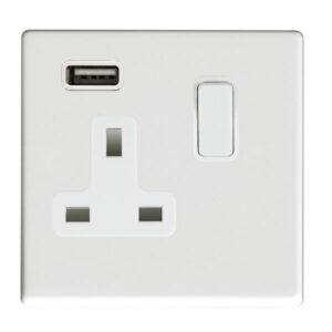 1 gang 13A Single Pole Switched Socket with 1 USB Outlet 1x2.1A