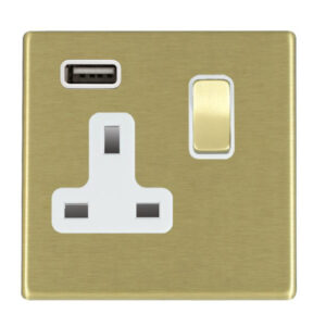 1 gang 13A Single Pole Switched Socket with 1 USB Outlet 1x2.1A