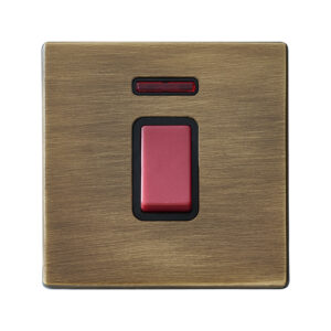 1 gang 45A Double Pole Red Rocker + Neon