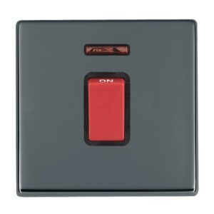 1 gang 45A Double Pole Red Rocker + Neon