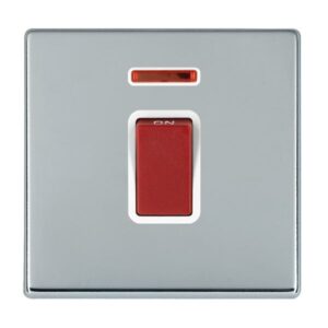 1 gang 45A Double Pole Red Rocker + Neon