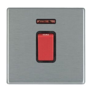 1 gang 45A Double Pole Red Rocker + Neon