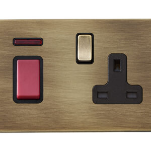 45A Double Pole Red Rocker + Neon + 13A Switched Socket