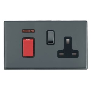 45A Double Pole Red Rocker + Neon + 13A Switched Socket