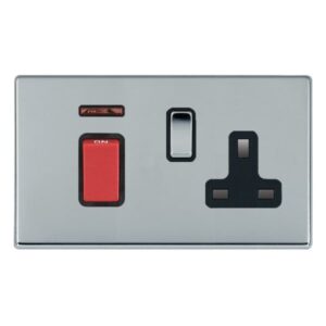 45A Double Pole Red Rocker + Neon + 13A Switched Socket