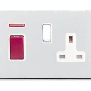45A Double Pole Red Rocker + Neon + 13A Switched Socket