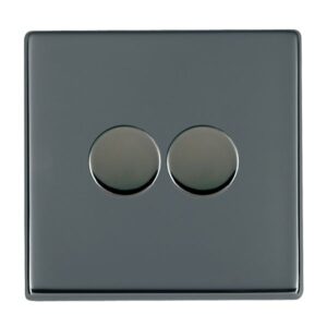 2 gang 100W LED Trailing/Leading Edge Push On/Off Rotary 2 Way Switching Dimmer