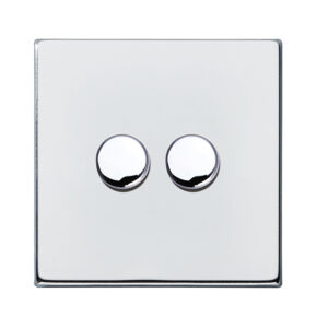 2 gang 100W LED Trailing/Leading Edge Push On/Off Rotary 2 Way Switching Dimmer