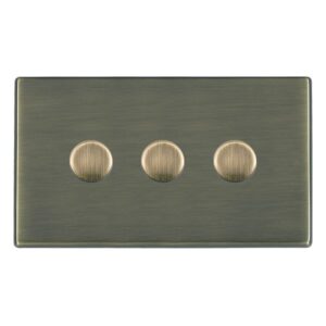 3 gang 100W LED Trailing/Leading Edge Push On/Off Rotary 2 Way Switching Dimmer