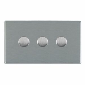 3 gang 100W LED Trailing/Leading Edge Push On/Off Rotary 2 Way Switching Dimmer