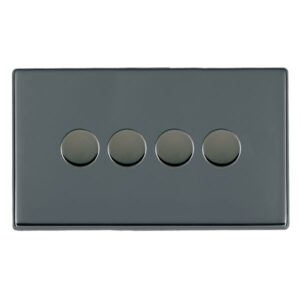 4 gang 100W LED Trailing/Leading Edge Push On/Off Rotary 2 Way Switching Dimmer
