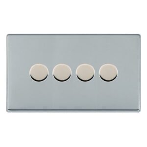 4 gang 100W LED Trailing/Leading Edge Push On/Off Rotary 2 Way Switching Dimmer