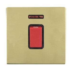 1 gang 45A Double Pole Red Rocker + Neon