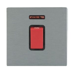 1 gang 45A Double Pole Red Rocker + Neon