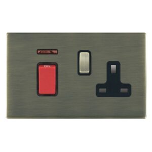45A Double Pole Red Rocker + Neon + 13A Switched Socket