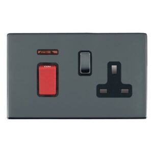 45A Double Pole Red Rocker + Neon + 13A Switched Socket
