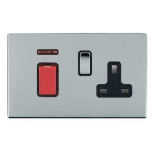 45A Double Pole Red Rocker + Neon + 13A Switched Socket