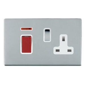 45A Double Pole Red Rocker + Neon + 13A Switched Socket