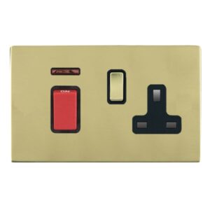 45A Double Pole Red Rocker + Neon + 13A Switched Socket