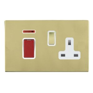 45A Double Pole Red Rocker + Neon + 13A Switched Socket