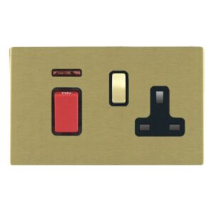 45A Double Pole Red Rocker + Neon + 13A Switched Socket