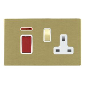 45A Double Pole Red Rocker + Neon + 13A Switched Socket