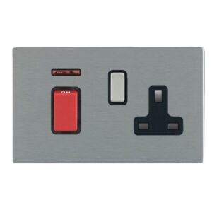 45A Double Pole Red Rocker + Neon + 13A Switched Socket