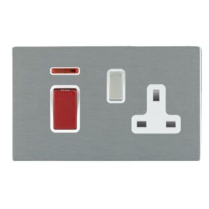 45A Double Pole Red Rocker + Neon + 13A Switched Socket