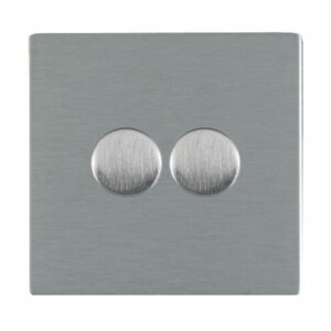2 gang 100W LED Trailing/Leading Edge Push On/Off Rotary 2 Way Switching Dimmer
