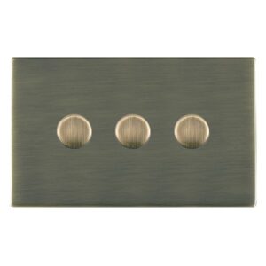 3 gang 100W LED Trailing/Leading Edge Push On/Off Rotary 2 Way Switching Dimmer