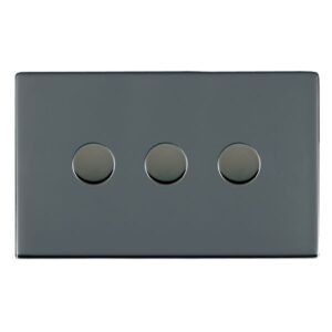 3 gang 100W LED Trailing/Leading Edge Push On/Off Rotary 2 Way Switching Dimmer