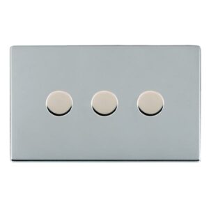 3 gang 100W LED Trailing/Leading Edge Push On/Off Rotary 2 Way Switching Dimmer