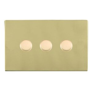 3 gang 100W LED Trailing/Leading Edge Push On/Off Rotary 2 Way Switching Dimmer