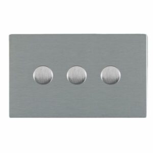 3 gang 100W LED Trailing/Leading Edge Push On/Off Rotary 2 Way Switching Dimmer