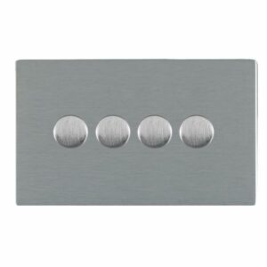 4 gang 100W LED Trailing/Leading Edge Push On/Off Rotary 2 Way Switching Dimmer