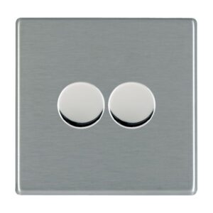 2 gang 250W LED Trailing/Leading Edge Push On/Off Rotary 2 Way Switching Dimmer