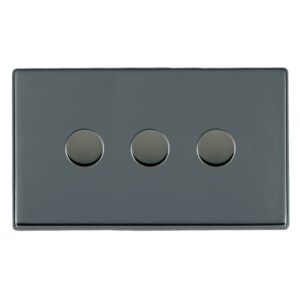 3 gang 250W LED Trailing/Leading Edge Push On/Off Rotary 2 Way Switching Dimmer