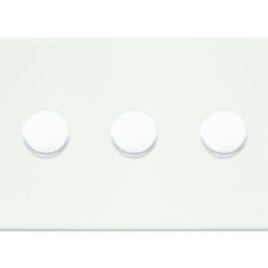 3 gang 250W LED Trailing/Leading Edge Push On/Off Rotary 2 Way Switching Dimmer