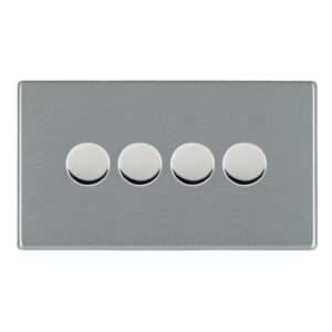 4 gang 250W LED Trailing/Leading Edge Push On/Off Rotary 2 Way Switching Dimmer